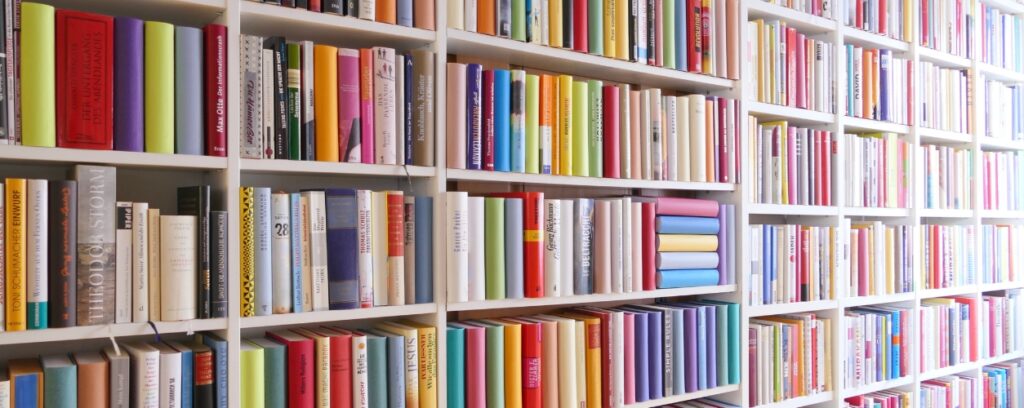A library of varied colorful books