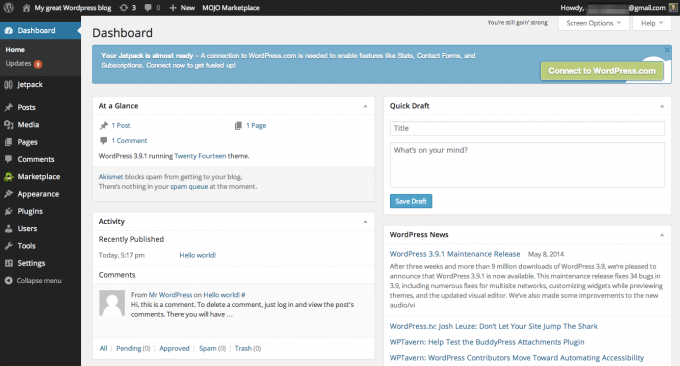 membership site dashboard in WordPress