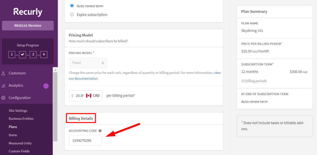 Recurly Integration with WishList Member - Accounting Code
