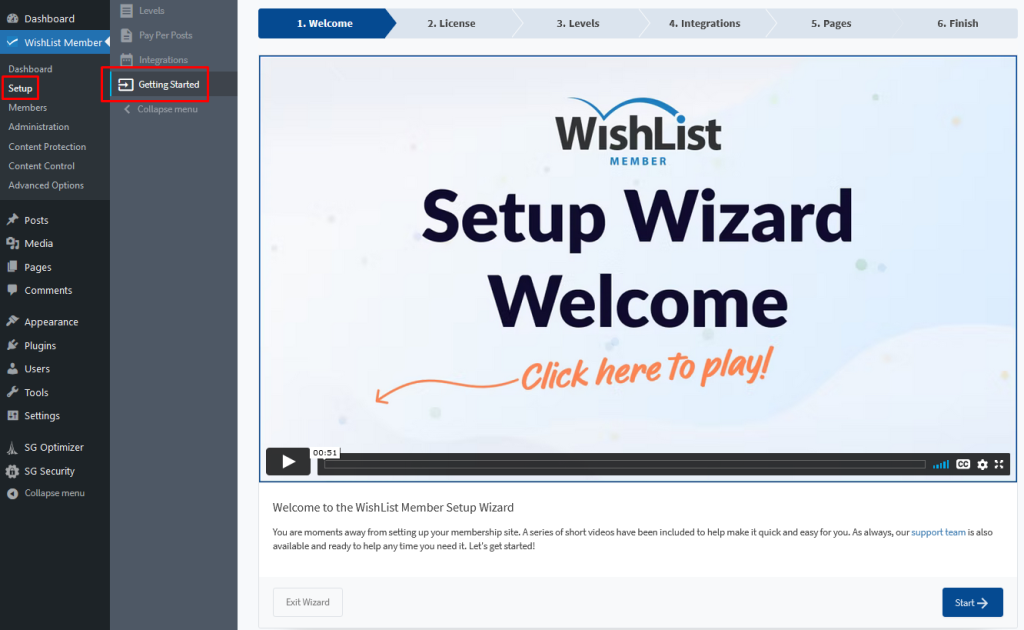 WishList Member Setup Wizard
