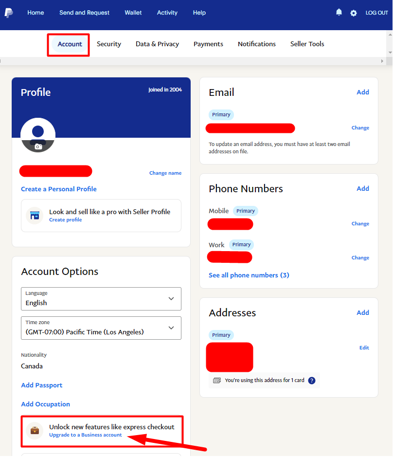 Upgrade to PayPal Business Account