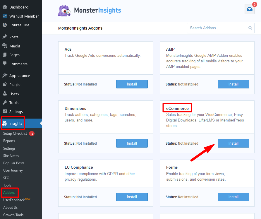 MonsterInsights integration with WishList Member - eCommerce