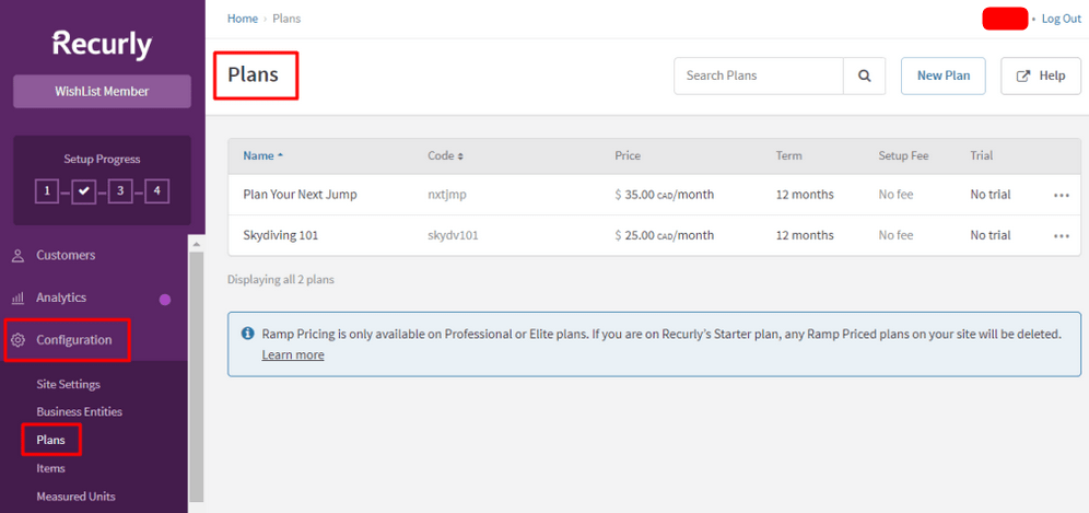Recurly Integration with WishList Member - Plans