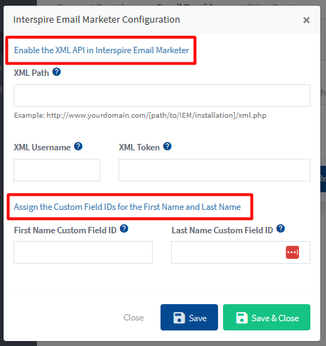 Interspire Email Marketer Integration