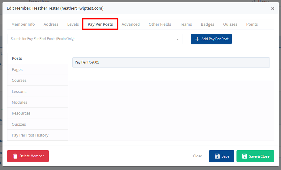 Manage Members - Pay Per Posts
