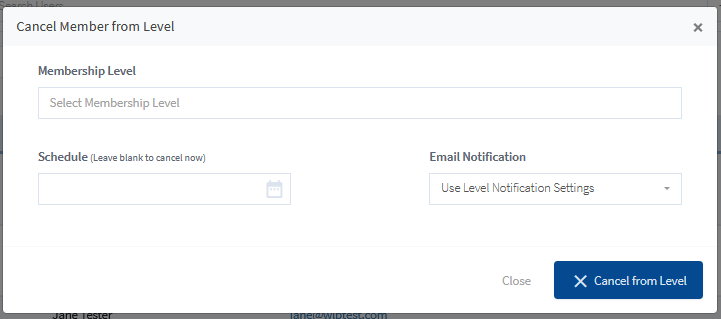 Bulk Edit Existing Members in WishList Member - Cancel from Level